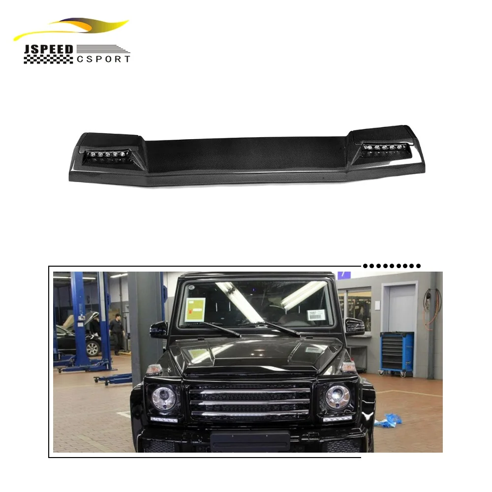 

Suitable for Mercedes-benz G-Class W463, G500, G550, G55, G63, G65 AMG 04-17 CF front roof spoiler with DRL lights