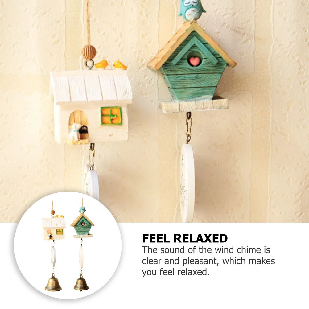 

2Pcs Wood Cabin Wind Chime Hanging Pendant for Outdoor Garden Relaxation Home Decoration Wind Bell Hanging Pendant Decor
