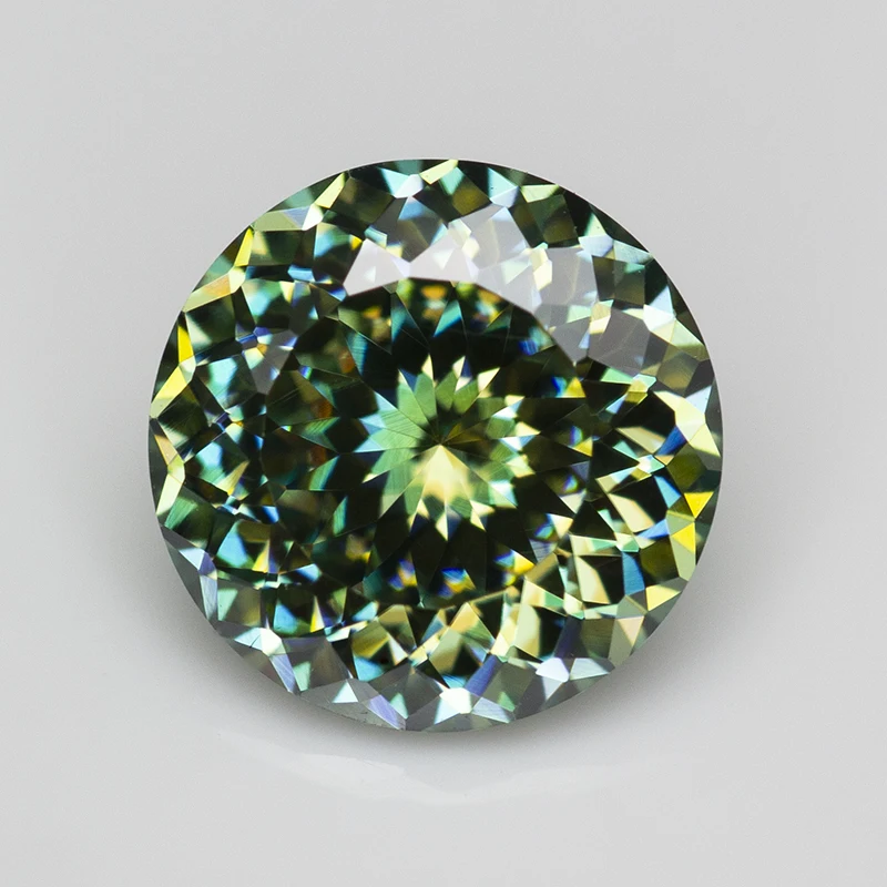Lichtgroene ronde 100% gefacetteerde geslepen Moissanite losse steen diamant Russische vogelnest geslepen Moissanite edelsteen met GRA-certificaat