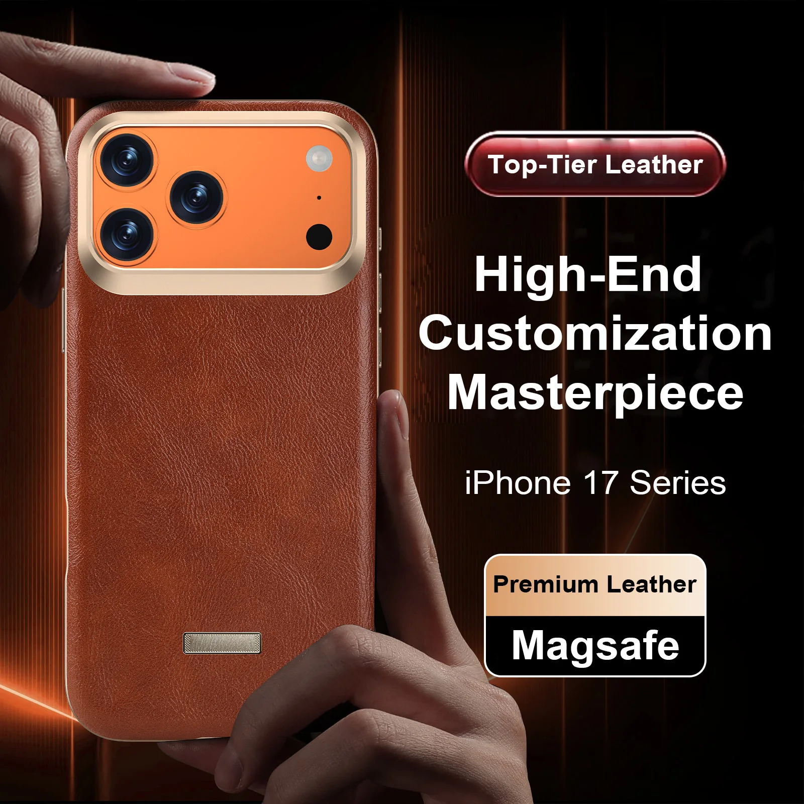 

Luxury Real talian Imported Magnetic Case for iPhone 17Pro Max 17Pro Premium MagSafe Case with Smart Button Protective Cover
