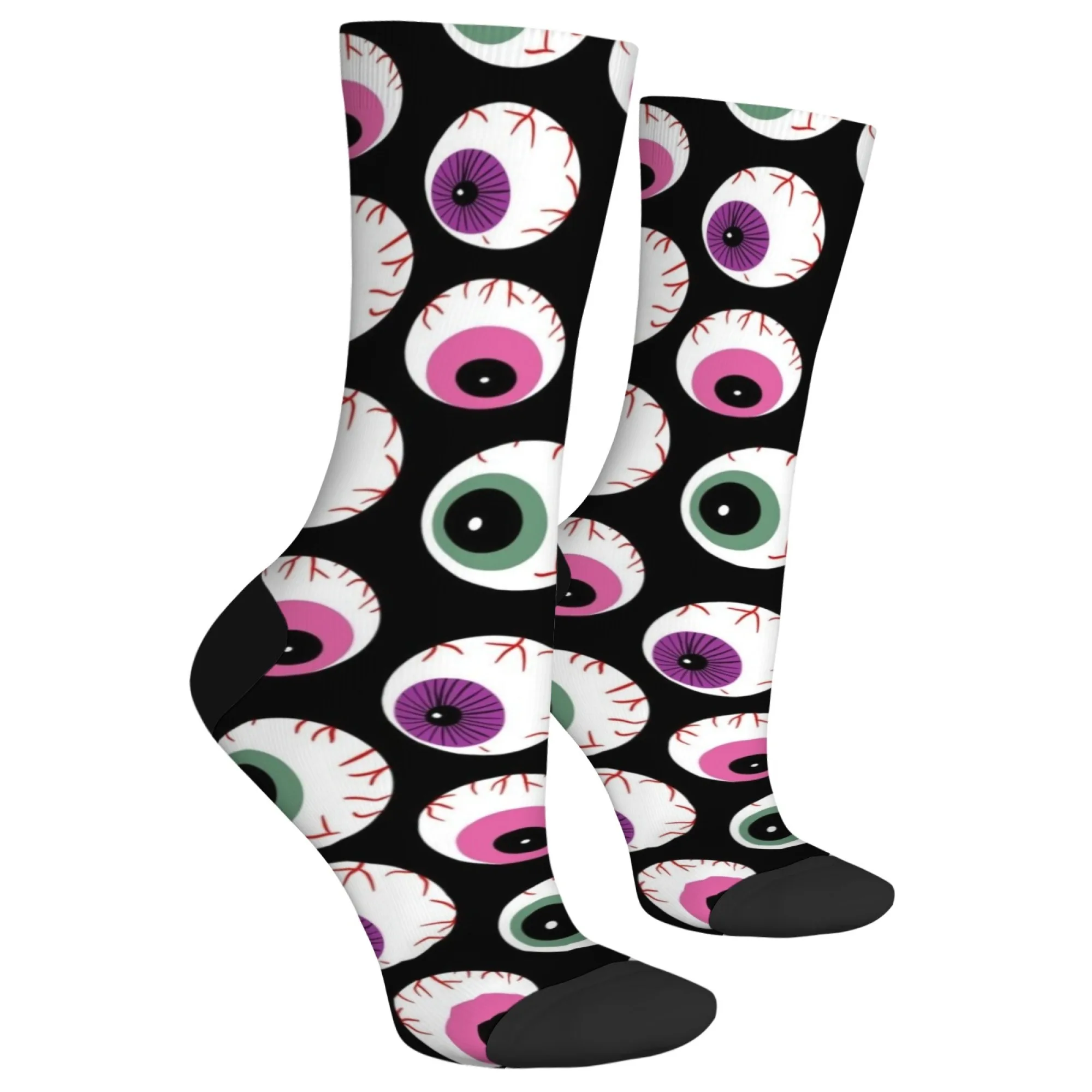 Eyeball Print Men's Socks Novelty Harajuku Retro Funny Street Hip-Hop Crew Socks Comfortable Breathable Socks Party Holiday Gift