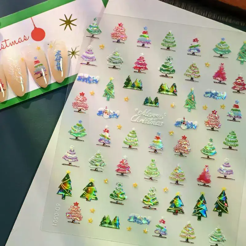 5D الليزر الإغاثة عيد الميلاد مسمار ملصقات الثلج سانتا كلوز الأيائل شجرة عيد الميلاد مسمار الشارات تنقش الشتاء عيد الميلاد مجموعة تشذيب الأظافر #4