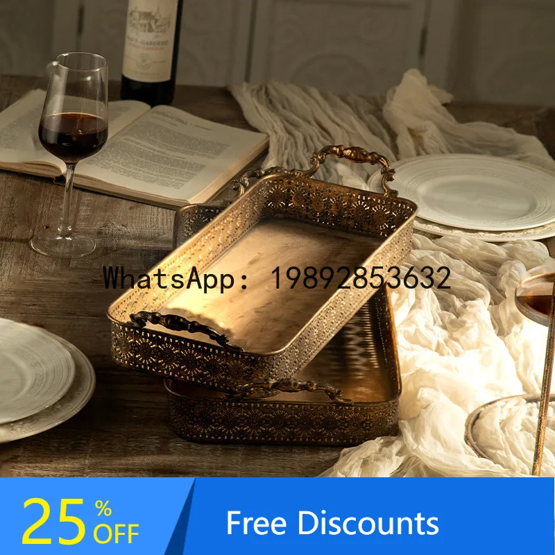 

CZ American Retro Vintage Iron Tray Homestay Living Room Coffee Table Decoration Fruit Basket Ornament