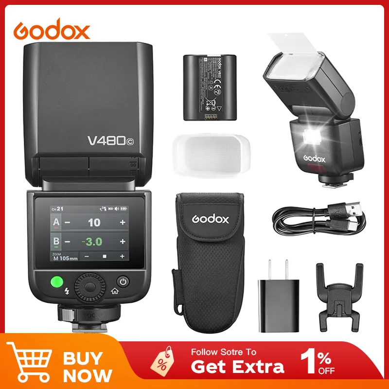 

New Godox V480 TTL Li-ion Camera Flash 2.4G Wireless Speedlite Flash Light for Canon Nikon Sony Fuji Olympus Flash for Halloween