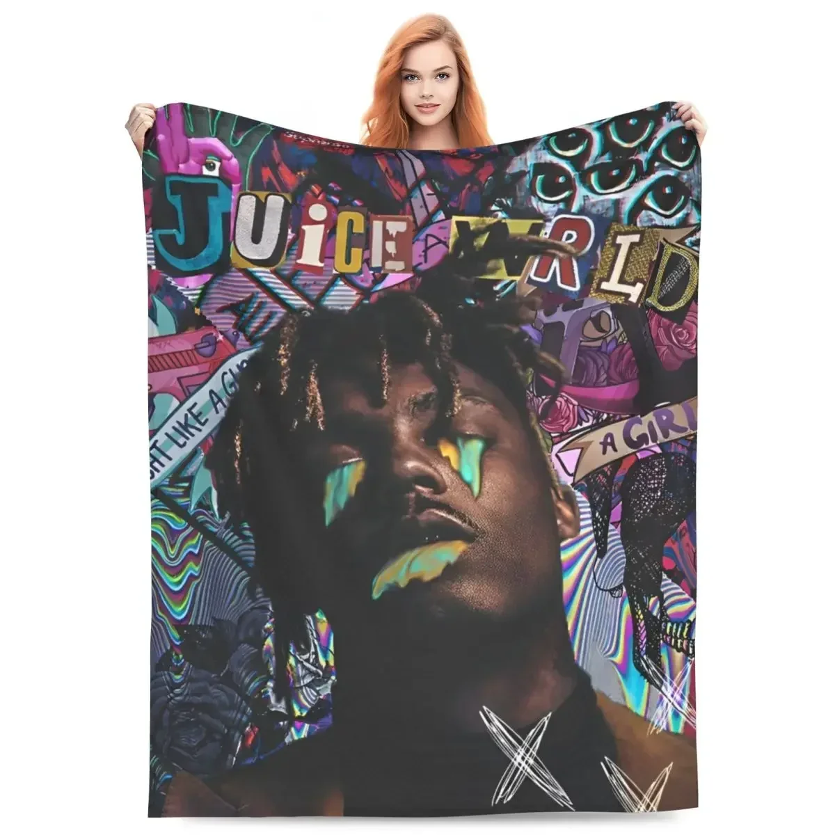 

Плюшевый плед из кораллового флиса Juice WRLD Memorial для дивана, путешествий, ультрамягкое одеяло для спальни