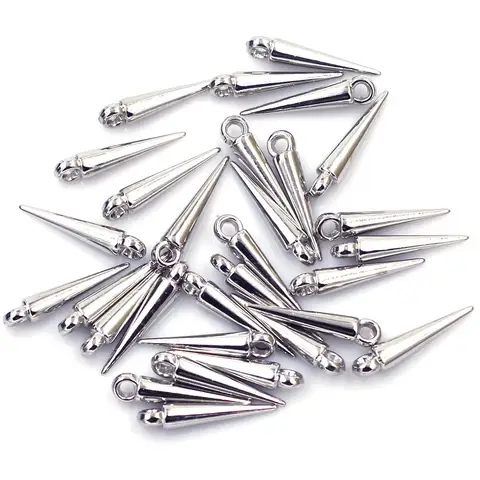 실버 톤 콘 스파이크 티어 리벳 펑크 스터드 아크릴 펜던트, 귀걸이 쥬얼리 DIY 파인딩 참, 23mm, 50 개, 100 개