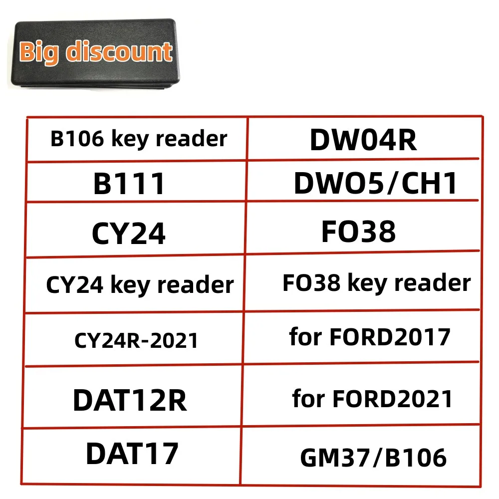 Lishi 2 IN 1 B106 key reader B111 CY24 CY24R-2021 DAT12R DAT17 DW04R DWO5 FO38 CH1 for FORD2017 for FORD2021 GM37 B106