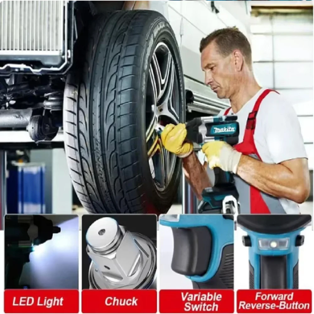 

Makita DTW700 Battery 1000N.M Torque Brushless Electric Impact Wrench Cordless Electric Drill 1/2"Wrench Power Tools For 18V