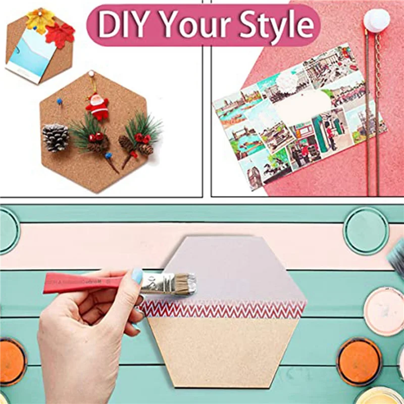 

36Pcs Hexagon Cork Board Tiles Self Adhesive Thick Corkboards For Wall Memo Boards Pin Board Decorative Bulletin Board-Y18A