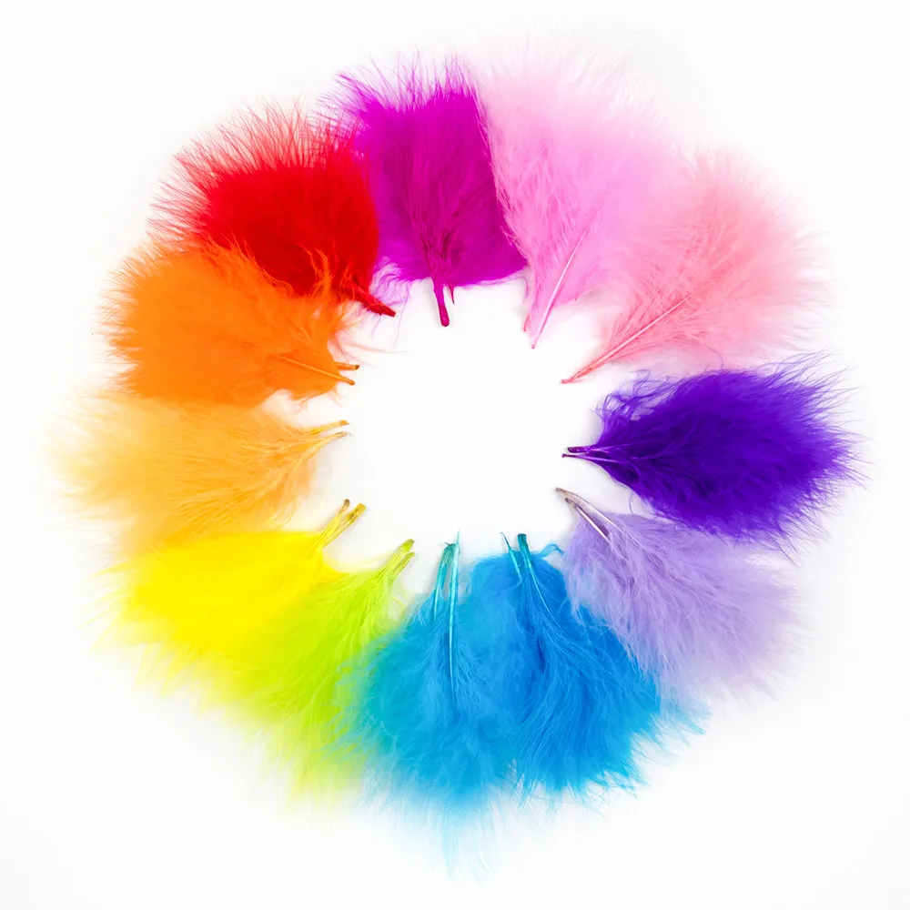 50/100PCS Colorful Fluffy Turkey Feathers Crafts Natural Feather 8-12CM DIY Jewellery Sewing Accessory Fly Tying Material Decora