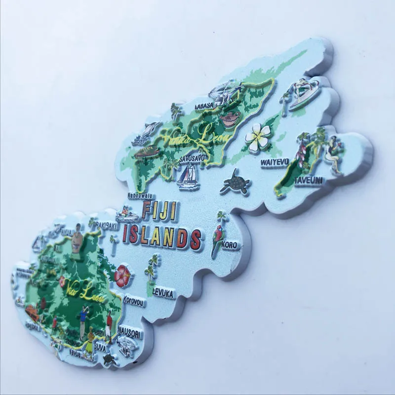 Fiji Fridge Magnets Creative Map of Fiji Travelling Souvenirs Fridge Stickers Birthday Gifts Message Board Magnetic Stickers