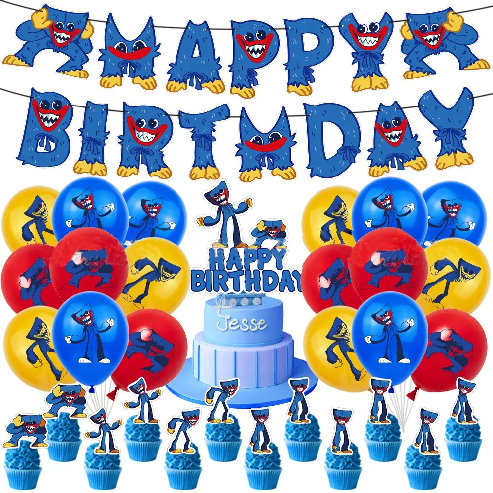 Party Supplies Balloons Play Time Game Decoration Set Anime Balloons Happy Birthday Banner Kids Boy Toys