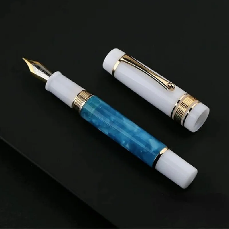 Stylo à encre pour stylo plume en résine A + MAJOHN M400 # 6 plumes EF/F/M couleur argent/plume bicolore