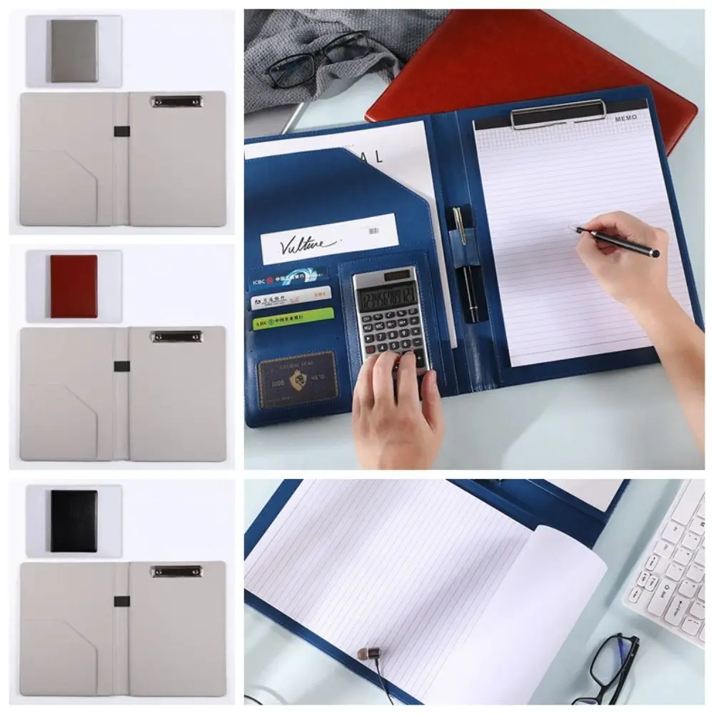 

A4 File Folder Business Writing Clipboard Memo Clipboard Paper Organizer Manager Signature Board Writing Tablet PU Leather