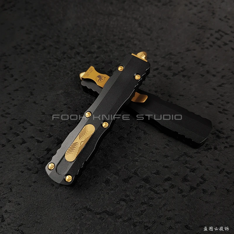 FOOH KNIFE STUDIO NEW DIRAC SERIES MICRO Tactical TECH ''GOLDEN BRASS'' DIRAC D2 STEEL CNC Aluminum Handle EDC Self Defense Tool