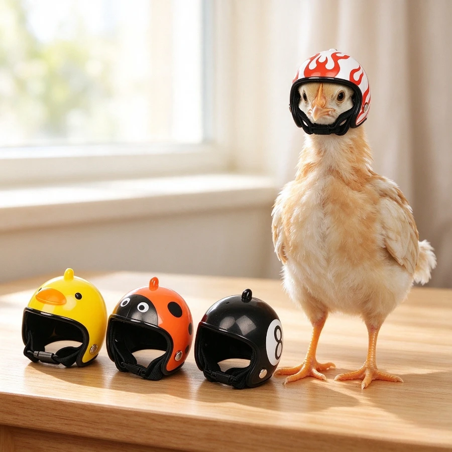 Small Pet Parrot Helmet Chicken Helmet Toy Pet Funny Protective Headwear Sunscreen Rainproof Chicken Helmet Protect Chicken Head