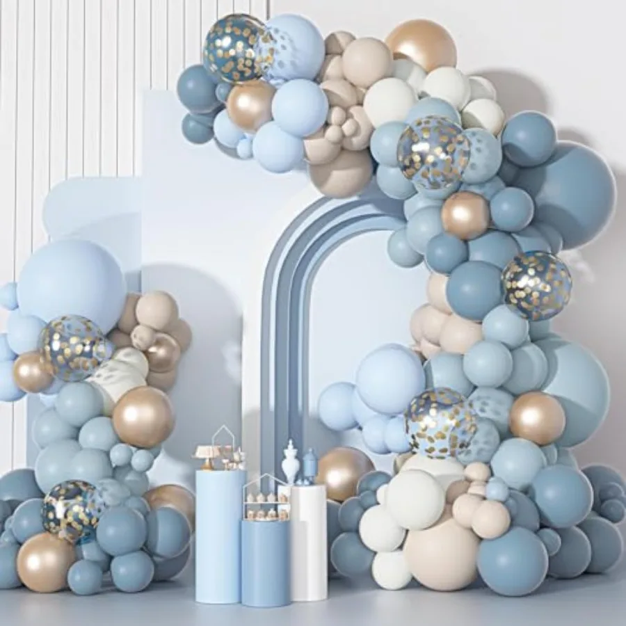 

Dusty Balloons Arch Garl Kit, Different Sizes 18 12 10 5 Inch Dusty S White Baby Latex Metallic Confetti Balloon for Baby Boy S