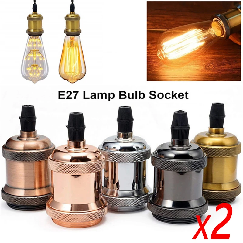 2pcs/lot Vintage Lamp Socket e27 Base e26 Bulb Holder Industrial Pendant Fitting Cap 110/220V DIY Retro Lamp Holder