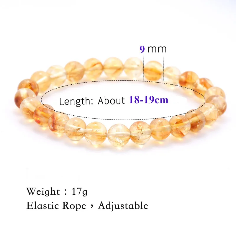 7A Citrin-Armband Glücksbringer-Schmuck Natürliches Armband Citrin-Kristallstein-Perlenarmband für Frauen Männer Reichtum Glück Armreif – Detail 4