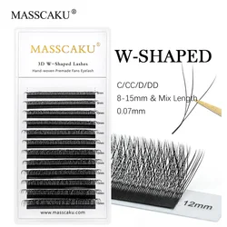 MASSCAKU W shaped natural soft eyelashes extension faux mink 3D premade fans new false super comfortable eyelash extensions