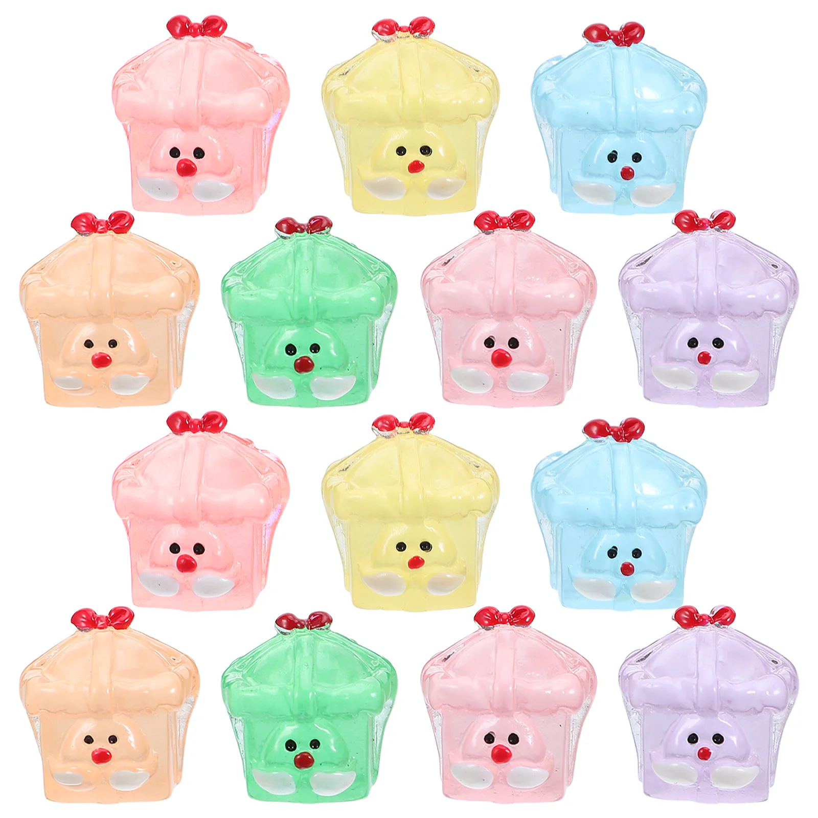 

14Pcs Glow in Dark Christmas Miniature Decorations Resin Santa Claus Figurines for Holiday Diorama Fairy Garden Cake Toppers Bag