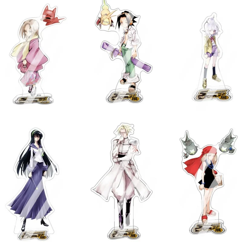 En stock Anime SHAMAN KING soporte acrílico modelo figura Yoh Asakura Amidamaru Anna Kyoyama Cosplay modelo placa escritorio decoración Prop juguete