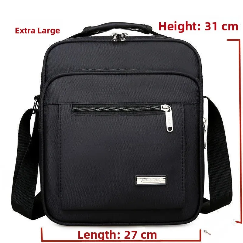 Waterproof Oxford Cloth Men's Shoulder Bag Casual Crossbody Business Money Collection Bag Sport Style Zipper Closure Pure Color