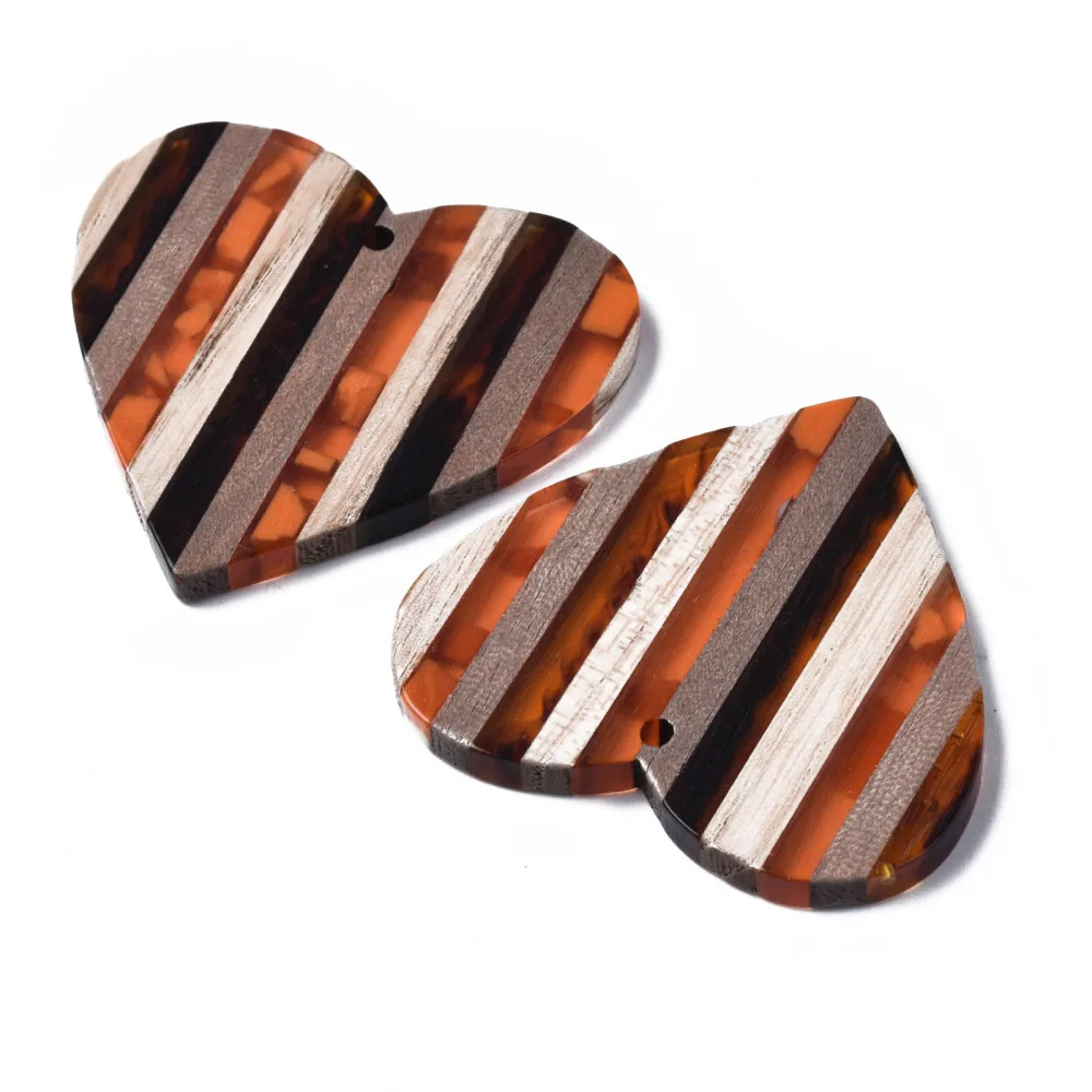 20Pcs Wood Resin Irregular Charms Stripe Trapezoid Teardrop Pendants for Wooden Earrings Necklace DIY Making Jewelry Findings