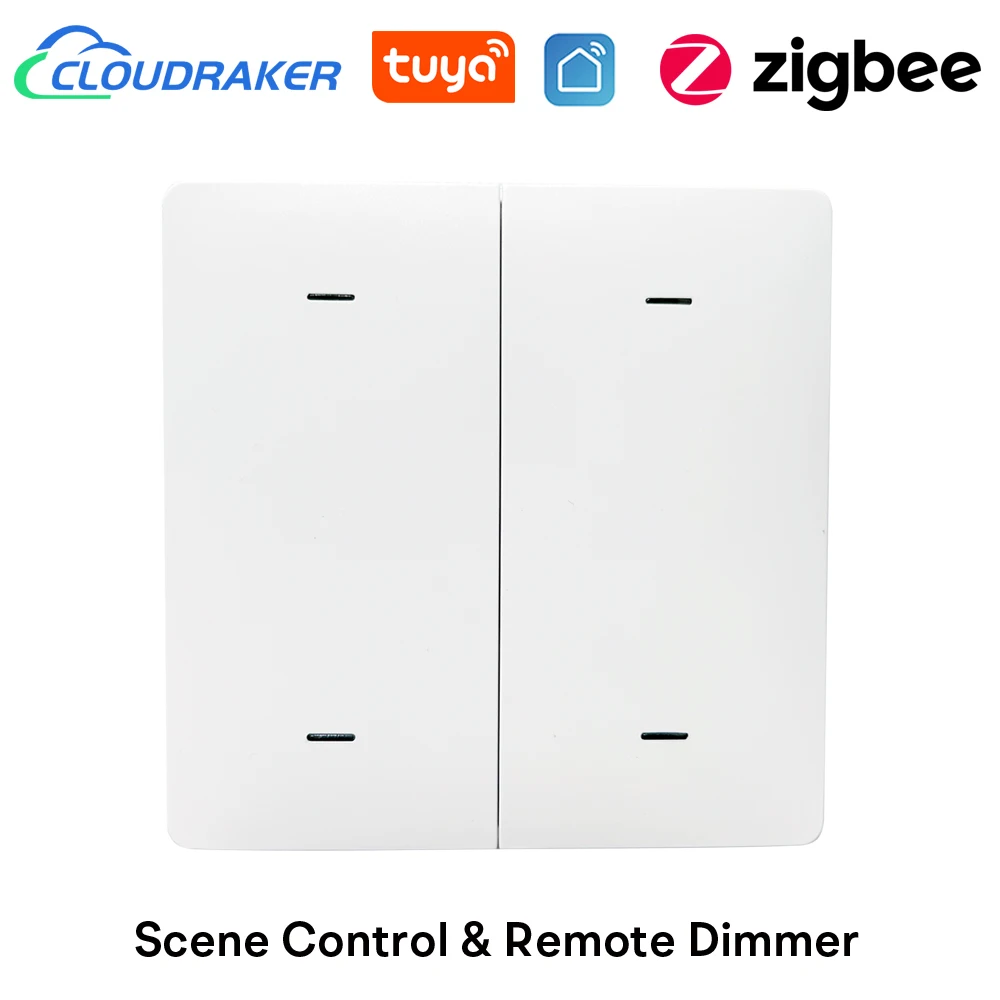 

ZigBee 3.0 Wireless Smart Scene Switch 4 Gang Push Button with Remote Dimming for Tuya Home Automation Scenario