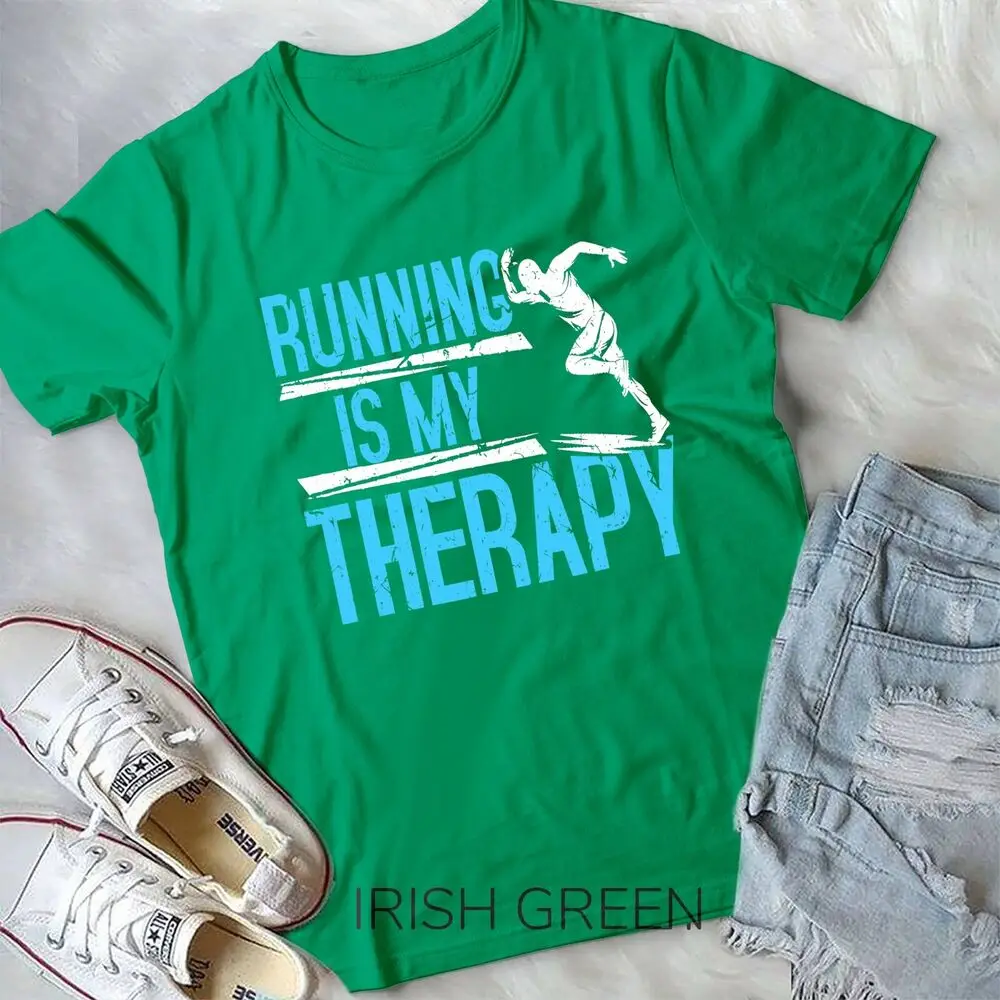 Running Is My Therapy Funny Cardio Jogging Workout Fitness Unisex T-shirt