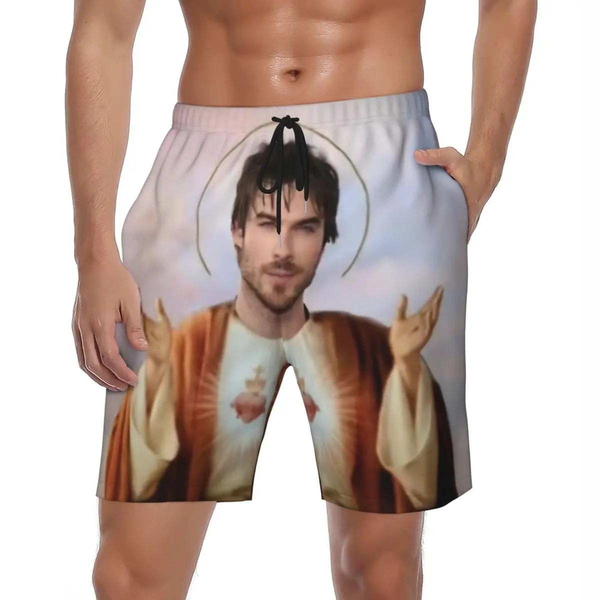 

Jesus The Vampire Diaries Damon Salvatore TV Series Board Shorts Board Short Pants Men Sports Fitness Swimming Trunks