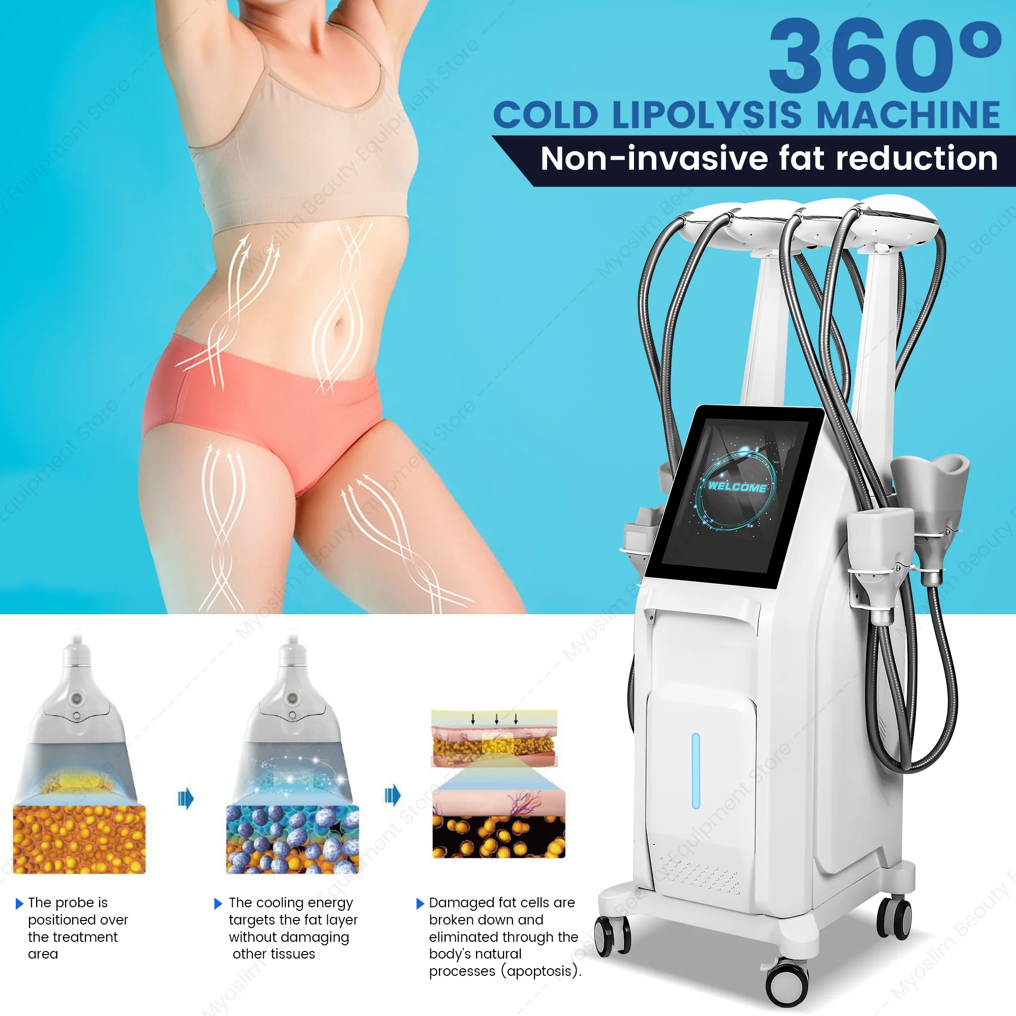 4 Handles Body Sculpting Machine 360° No‑deadangle Vacuum Treatment Device Cellulite Reduction Weight Loss With 6 Probes For Bea