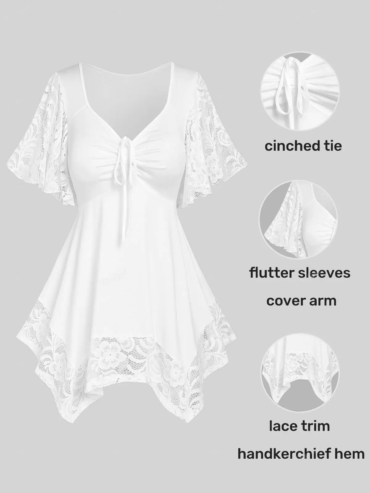 

Футболка ROSEGAL больших размеров с цветочным кружевом и рукавами-фонариками, 2026, женская, новая, для вечеринок, с короткими рукавами, однотонная, с вырезом «сердечко»