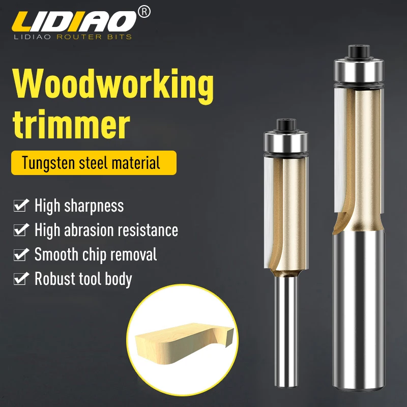 

LIDIAO Milling Cutter for Wood High Quality 6.35mm 12.7mm Shank Flush Trim Router Bit Tungsten Carbide Cheap Woodworking Tools