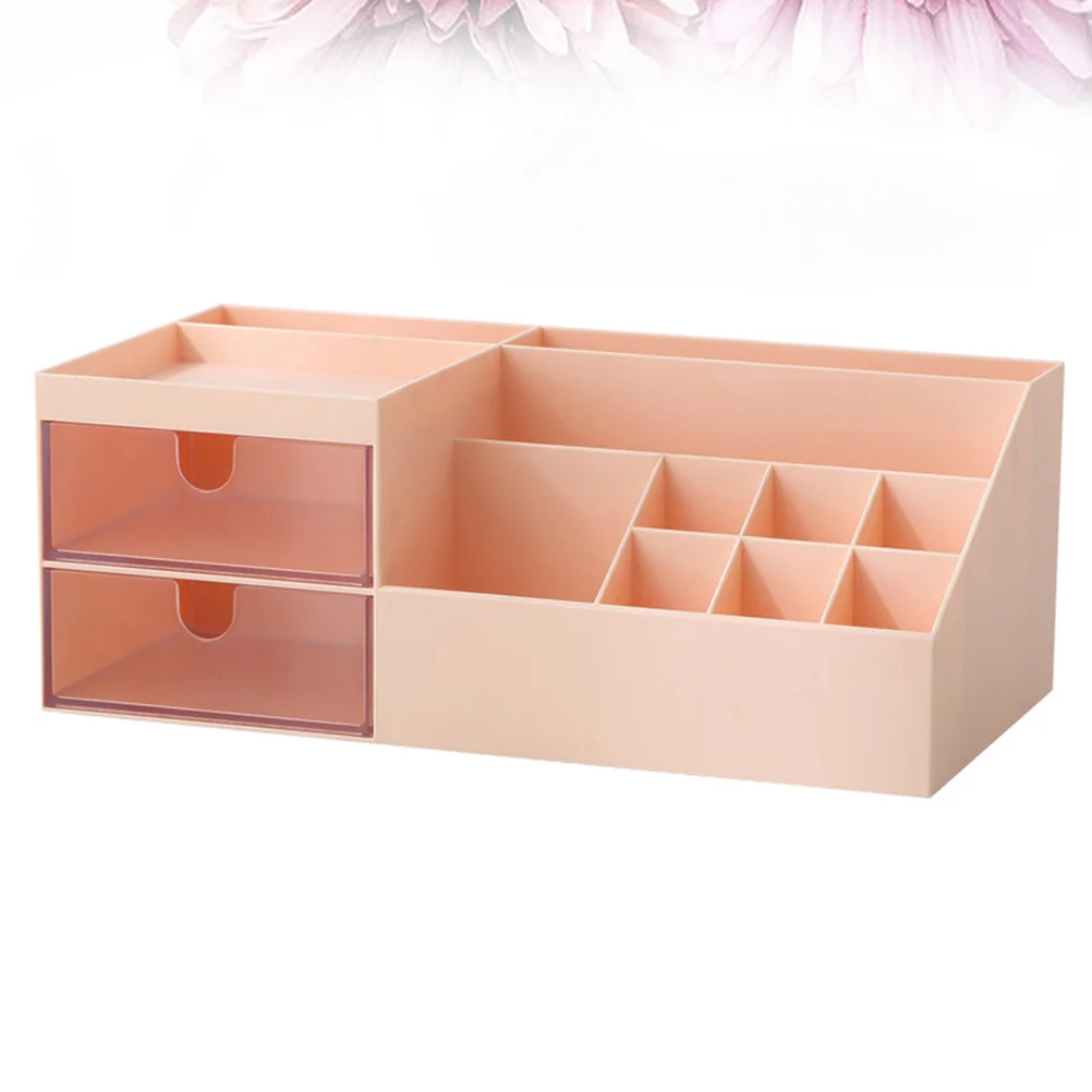 Plastic Storage Box Pink Desktop Organizer Compartments Office Makeup Holder Cosmetics Storage Box Tidy Table Sundries