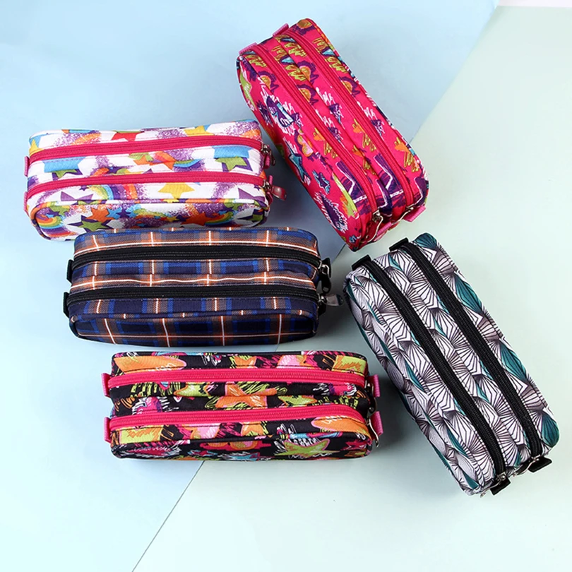 grande capacidade lapis case papelaria coreano pen trouser pouch double zipper pencilcase material escolar 01