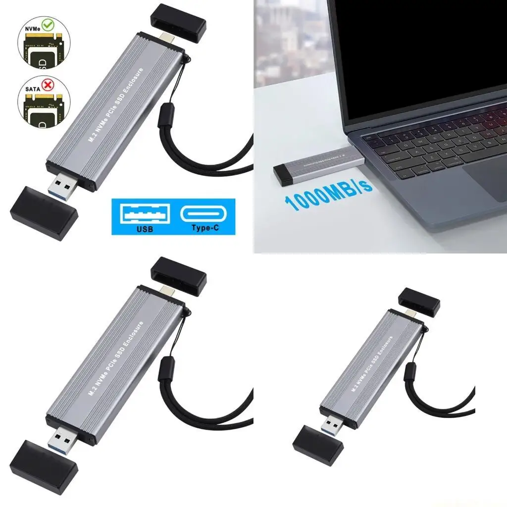 

SSD Case to USB 3.1 Gen2 10Gbps Aluminum Case USBC USBA to NVMe PCIe