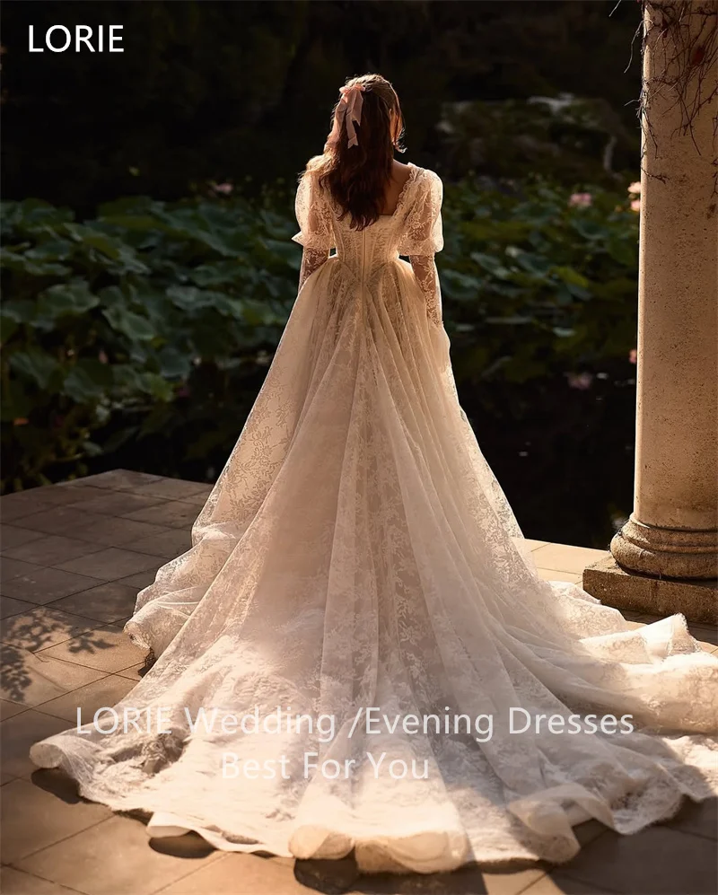 LORIE Lace Appliques Wedding Dresses A-Line Sweetheart Off Shoulder Bridal Gown Lace Up Floor-Length Bride Gowns Customized image 3
