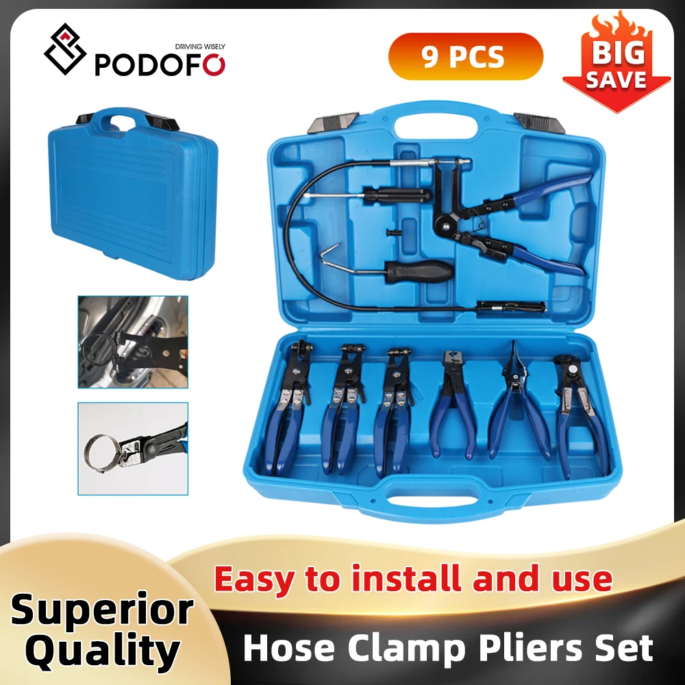 Podofo 9pcs Hose Clamp Pliers Set Fuel Oil Water Hose Auto Tools Screwdrivers and Hose Hook for Fuel