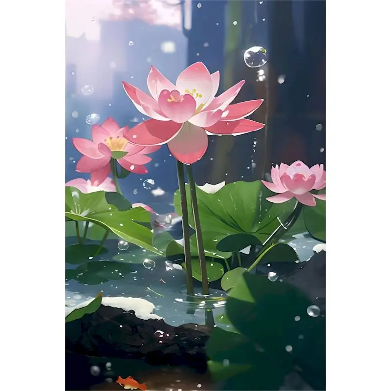 

GATYZTORY Acrylic Painting By Numbers Scenery DIY Paint By Numbers On Canvas Handpaint 60x75cm Frameless Lotus Home Decor