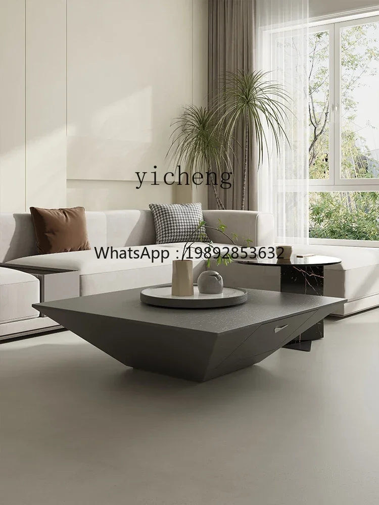 5CJ Inverted Triangle Square Coffee Table Silent Wind Belt Turntable Side Table Combination