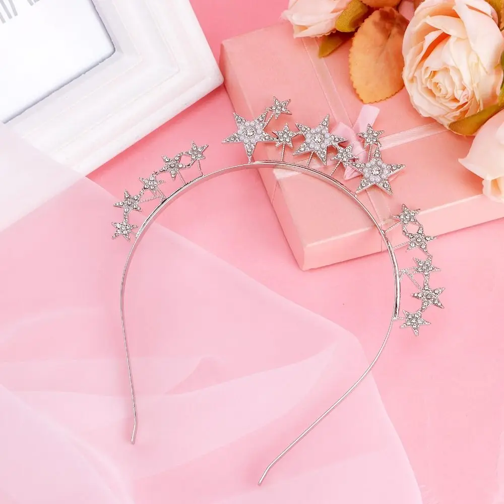 Diadema de estrella de diamantes de imitación para mujer y niña, diadema de Halo de estrella de fiesta de cristal, tocado de novia de aleación, nueva moda