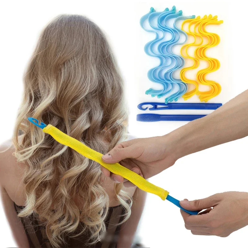 Cabeça de ondulação de cabelo sem calor, fita de cachos de seda sem calor, rolo de cabelo macio e preguiçoso, modelador de cabelo, haste de espuma, ferramenta de estilo de cabelo