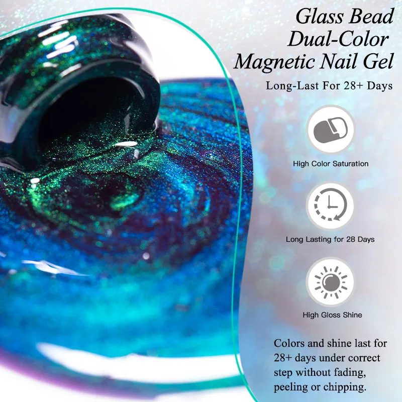 Glass Bead Dual-Color Cat Magnetic Gel Gel Polish Galaxy Effect Semi Permanent Soak Off UV Gel Varnish Nail Supplies Manicure