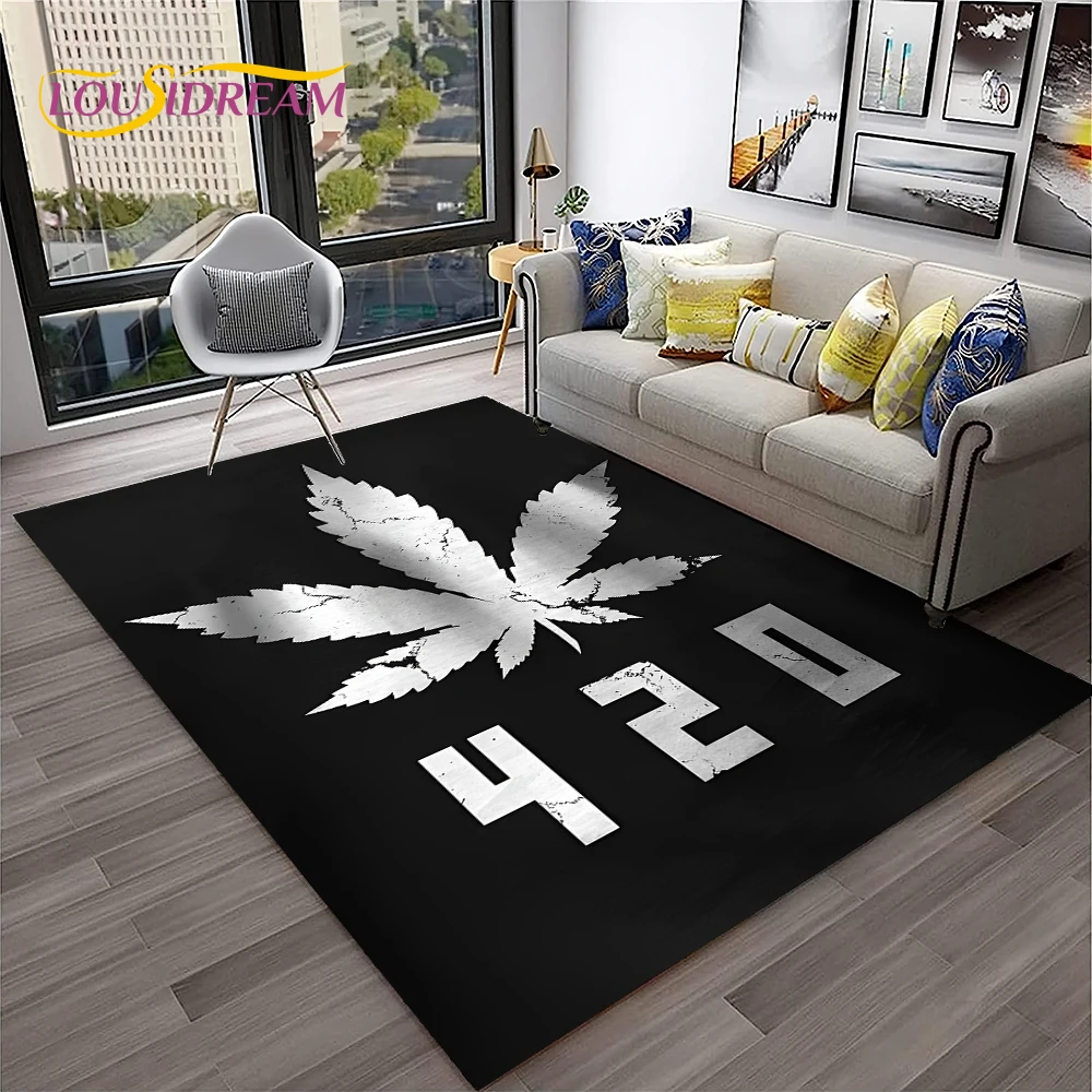 Weed Plants Maple Leaf Carpet Rug for Home Living Room Bedroom Sofa Playroom Doormat Kitchen Decor,Area Rug Non-slip Floor Mat