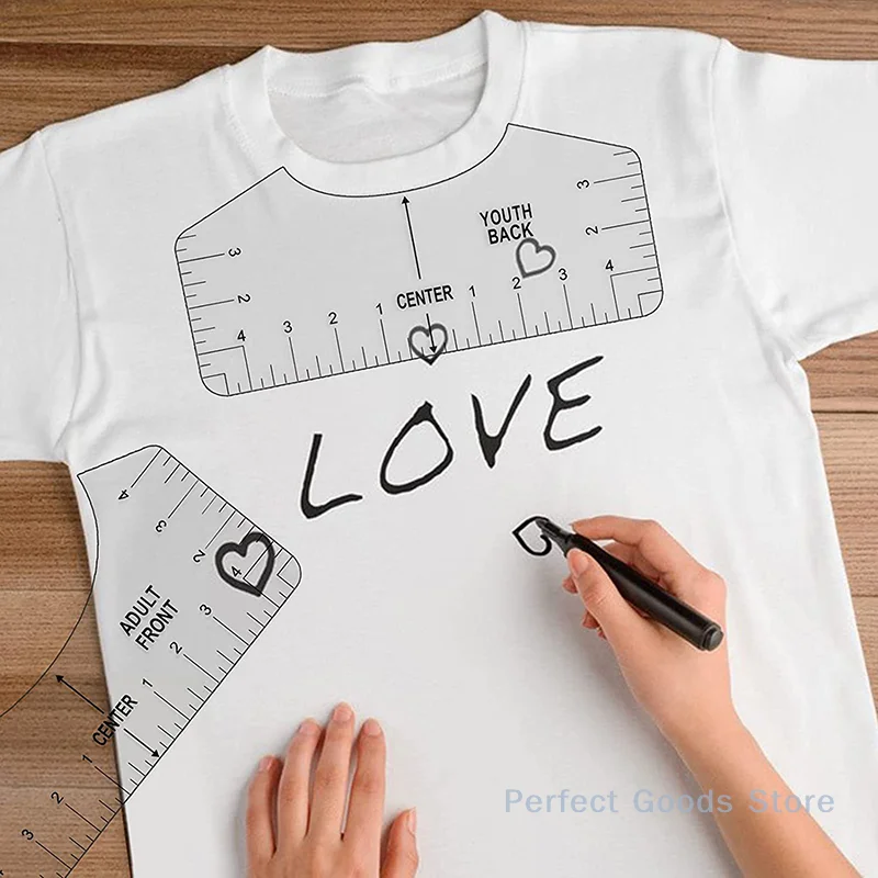 8Pcs T Shirt Ruler Guide PVC T-Shirt Ruler To Center Designs T Shirt Alignment Tool For Adult Youth Toddler Infant