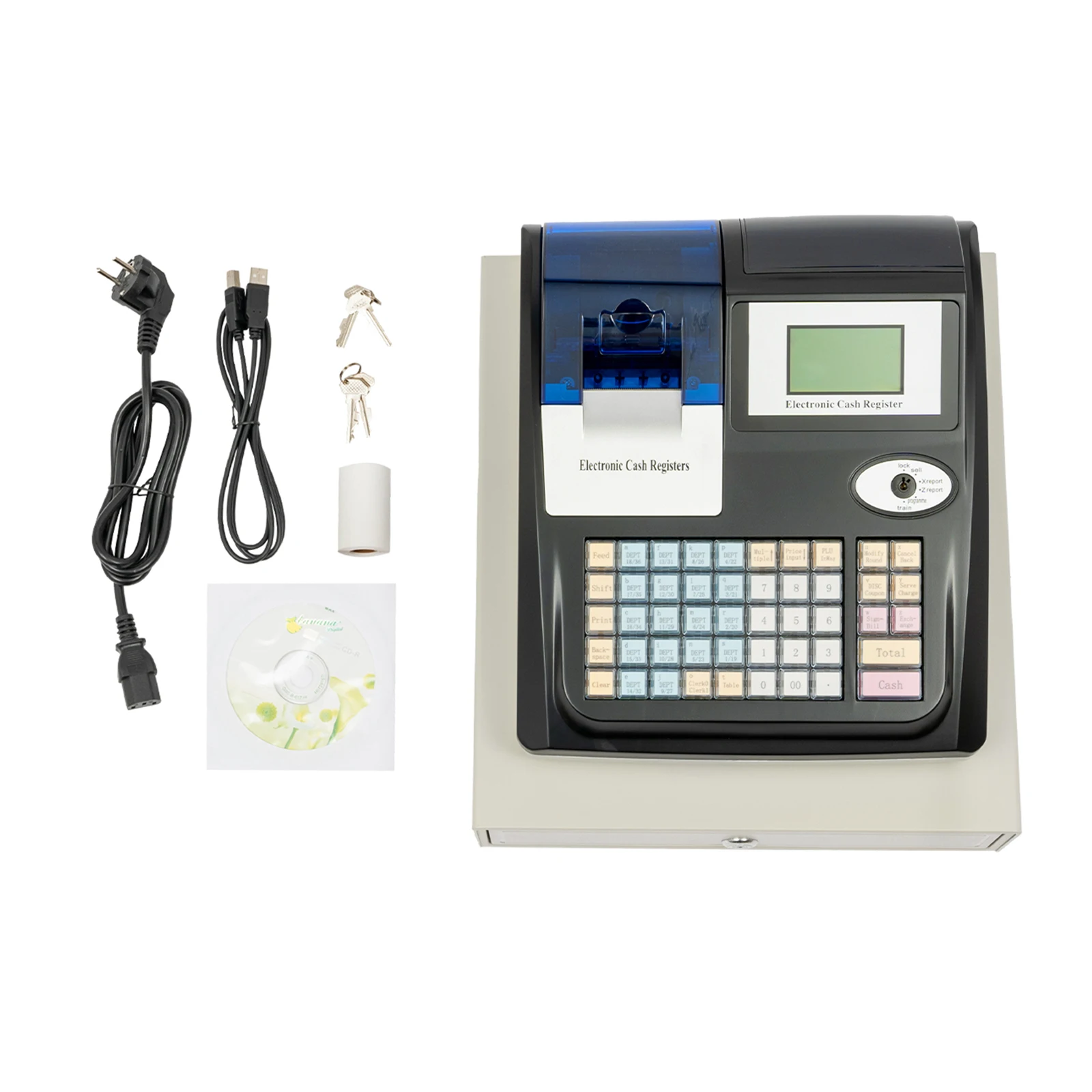 Fotografia 7: Sistema POS de 48 Teclas com Gaveta de Dinheiro, Display Duplo, Caixa Registradora Eletrônica com Impressora/Scanner para Gestão de Lojas