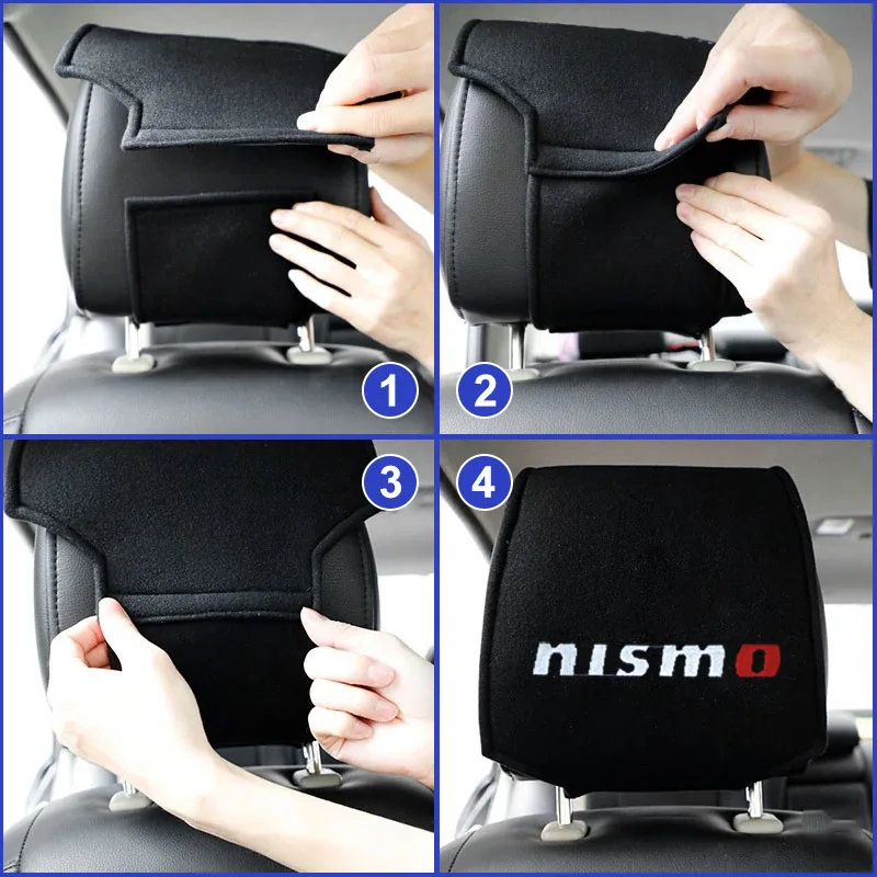 Car Headrest Cover Auto Seat Headrest Cushion Neck Pillow Case For Nismo Nissan Tiida Teana Skyline Juke X-trail Accessories