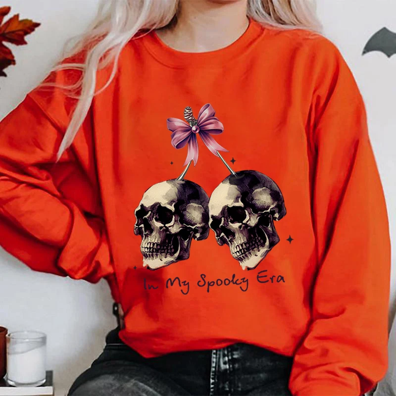 Halloween Skull In My Spooky Era Print Sweatshirts Women Crew Neck Halloween Sweatshirts Autumn Winter Sweatshirts Plus Size