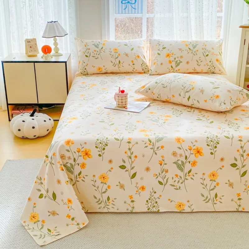 Spring and summer new cotton printed sheets pure cotton old coarse cloth sheets household single piece, no pillowcase